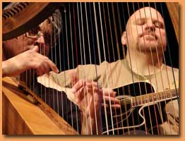 Guitarist, Michael Grupp-Verbon and Celtic Harpist, Denise Grupp-Verbon in concert.